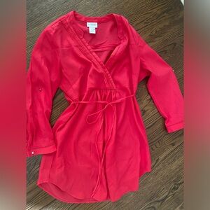 Motherhood Maternity Pink Fuchsia Dressy Top with Tie Size Small